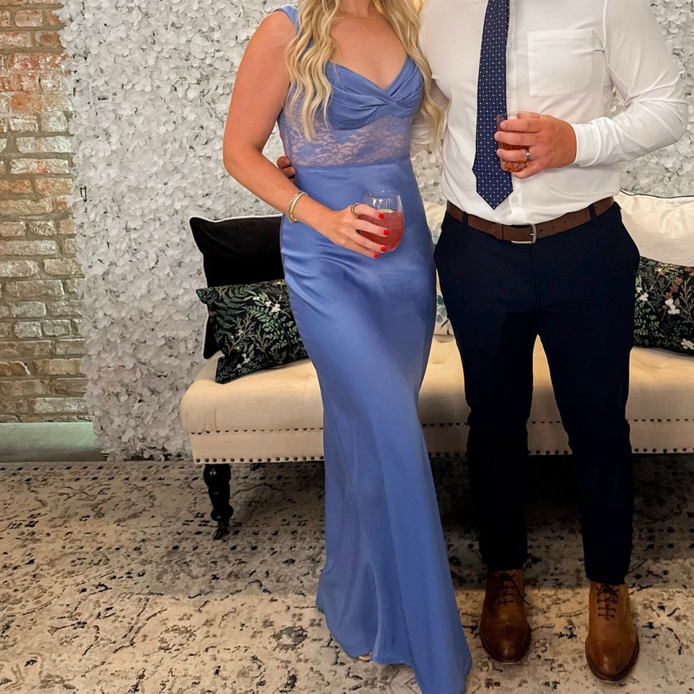 Fortunate One Blue Satin Gown